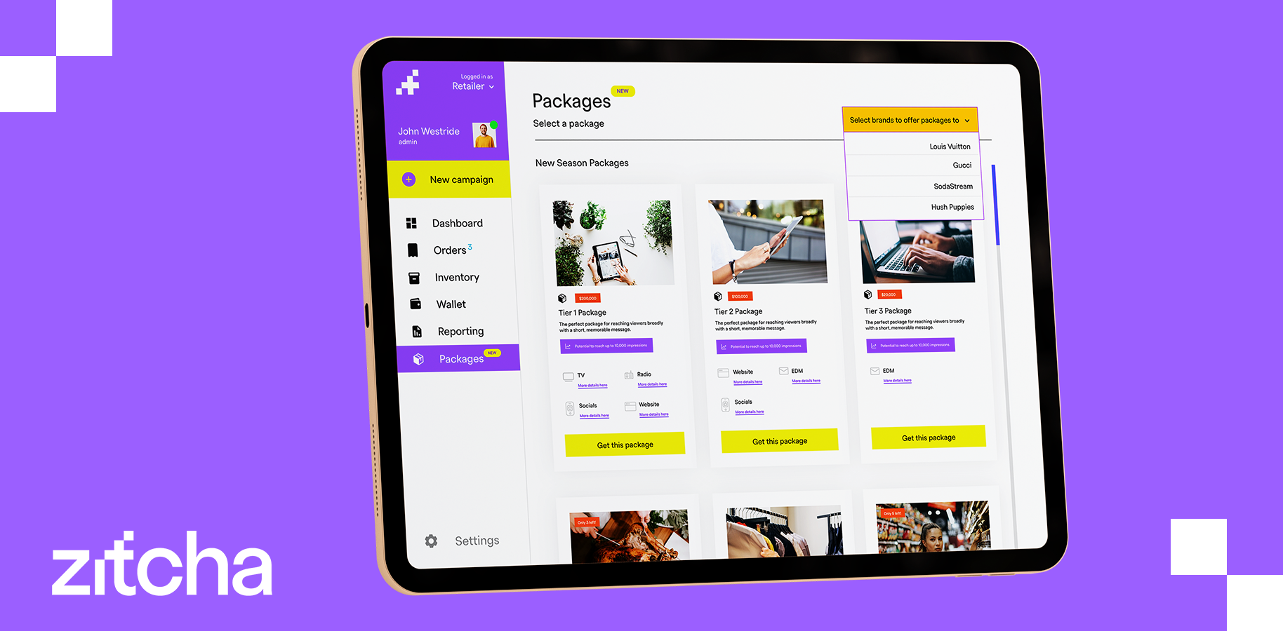 Zitcha Packages | Example image of the package types for Zitcha the best Retail Media Platform